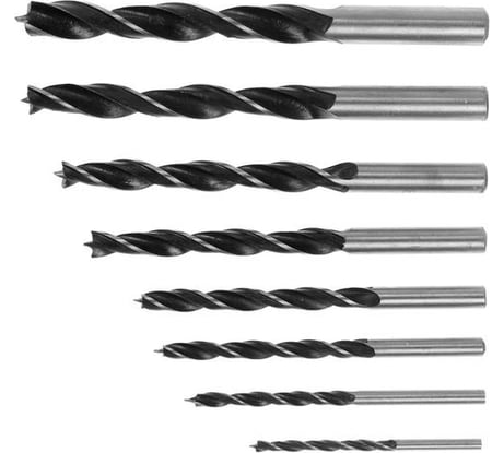 Набор сверл по дереву (8 шт; 3, 4, 5, 6, 7, 8, 9, 10 мм; цилиндрический хвостовик) ТУНДРА 1119705