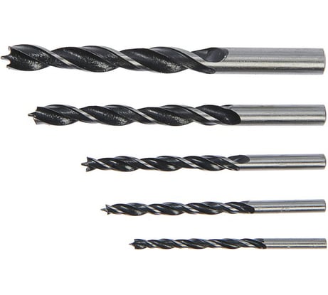 Набор сверл по дереву (5 шт; 4, 5, 6, 8, 10 мм; цилиндрический хвостовик) ТУНДРА 1119704