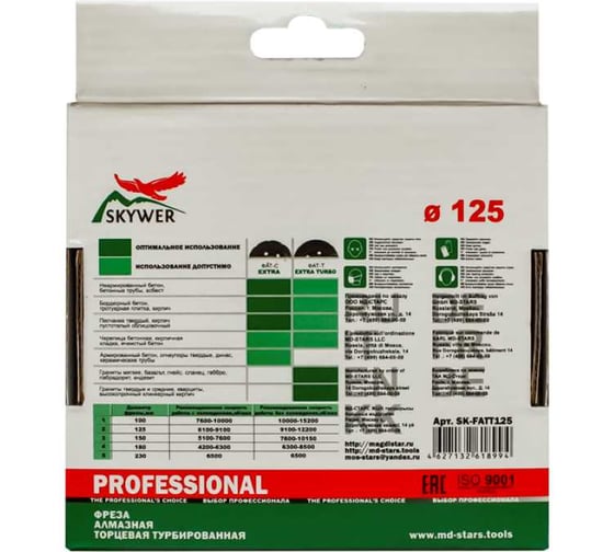 Фреза алмазная Turbo Extra ФАТ-Т 150х4.5х22.23 мм SKYWER SK-FATT150