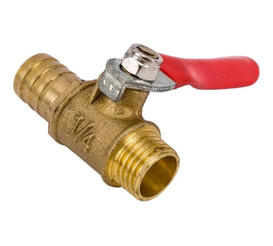 Краник латунный елочка 12 мм резьба наружная 1/4" BlackWeld 4416bw 1