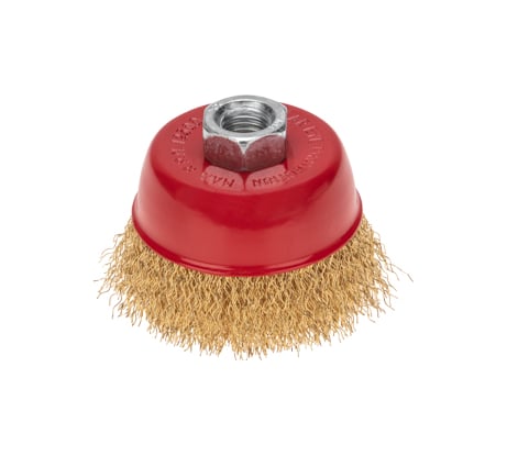 Щетка чашечная для УШМ, витая латунированная проволока, 75 мм, М14 KRANZ KR-91-1212