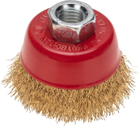 Щетка чашечная для УШМ, витая латунированная проволока, 65 мм, М14 KRANZ KR-91-1211