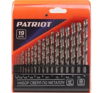 Набор сверл по металлу HSS, 19 шт №1: 1.0-10.0 мм, в пластиковом боксе Patriot 815010544