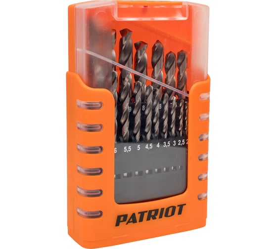 Набор сверл по металлу HSS, 19 шт №2: 1.0-10.0 мм, в пластиковом боксе Patriot 815010545