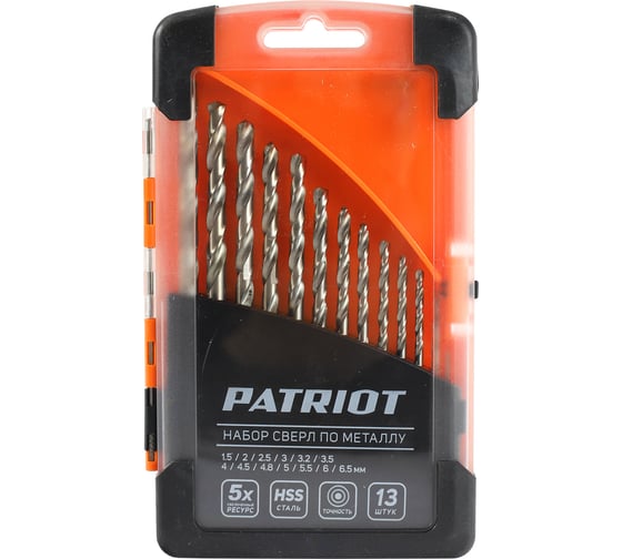 Набор сверл по металлу HSS (1.5-6.5 мм; 13 шт.) PATRIOT 815010104