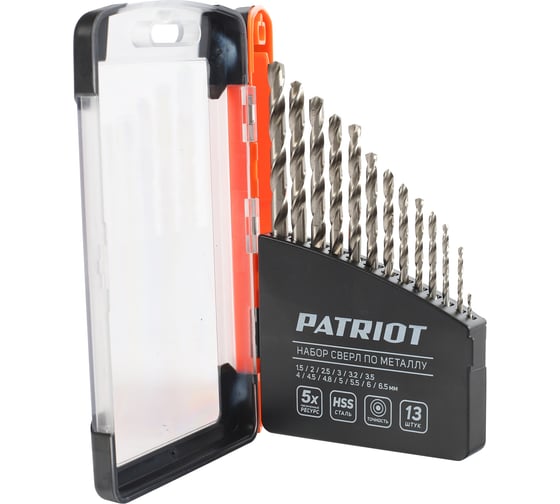 Набор сверл по металлу HSS (1.5-6.5 мм; 13 шт.) PATRIOT 815010104