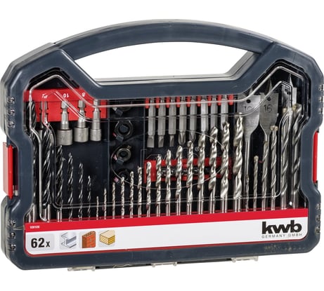 Набор бит, сверл, головок 62 предмета kwb 109106