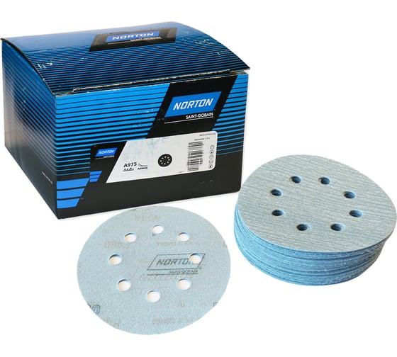 Диск шлифовальный A975 (100 шт; 125 мм; P500; 8 отверстий) NORTON 63642580112 1