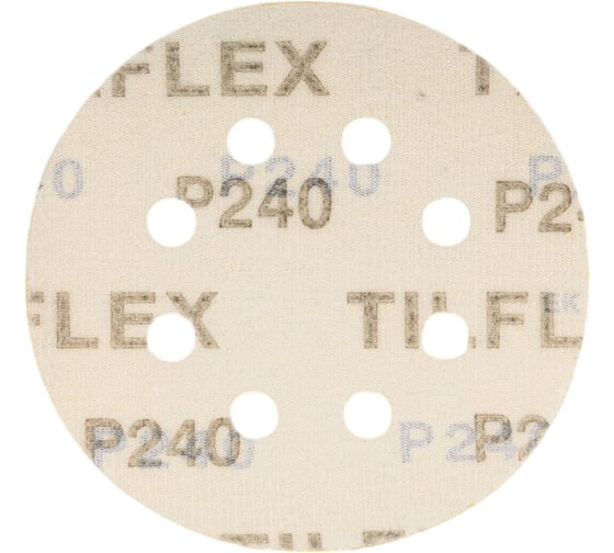 Абразивный круг 125 мм, P240, 8 отв., на липучке, 10 шт TILFLEX TL30-240/10