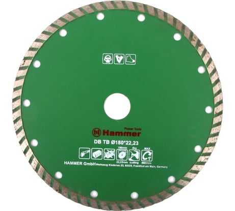 Диск алмазный универсальный турбо Flex 206-114 (180х22 мм) HAMMER 30698