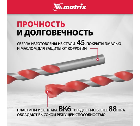 Набор сверл универсальных, 4-10 мм, 5 шт MATRIX 706015