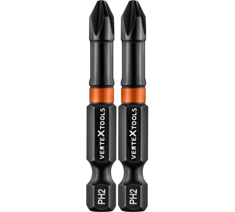Набор бит IMPACT PH2, 50 мм, 2 шт vertextools IP-PH2-50-2