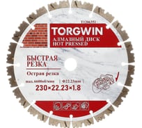 Диск алмазный TORGWIN отрезной сегмент по железобетону 230х22.2/13х2.4мм. Best for reinforced concrete Industrial T1206351