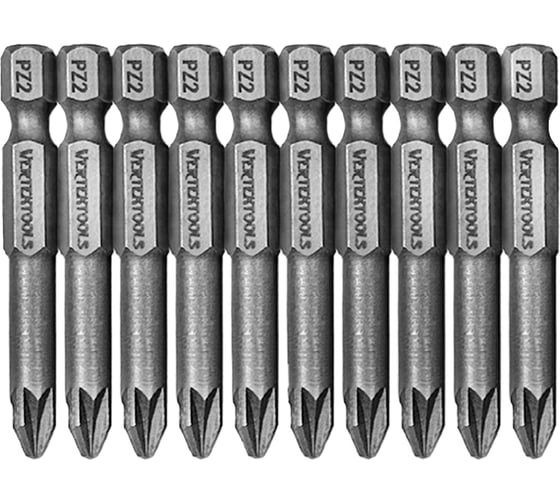 Набор бит PZ2х50 10 шт. Vertextools БТ-PZ2-50