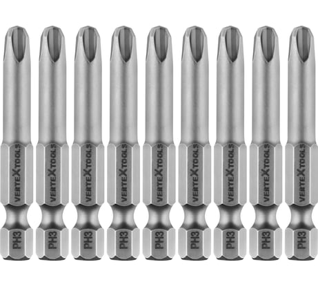 Набор бит PH3х50 10 шт. Vertextools БТ-PH3-50
