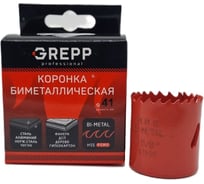 Коронка биметаллическая 41 мм, глубина сверления 38 мм GREPP 207-38041