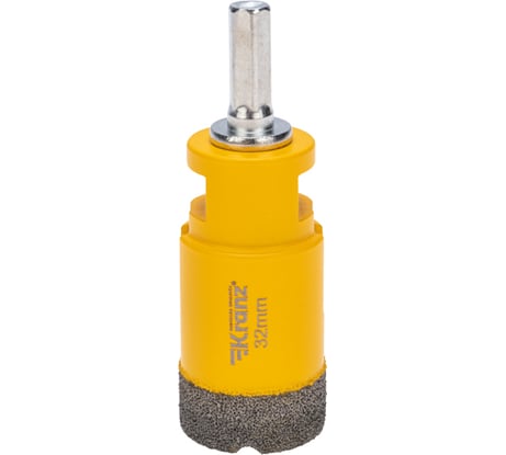 Коронка алмазная профессиональная по керамограниту и железобетону М14, вакуумное спекание, 32 мм, для УШМ KRANZ KR-92-1015