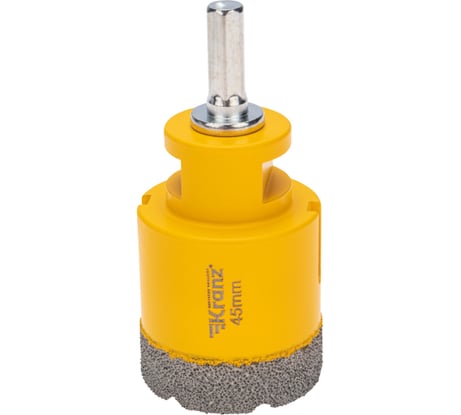 Коронка алмазная профессиональная по керамограниту и железобетону М14, вакуумное спекание, 45 мм, для УШМ KRANZ KR-92-1020