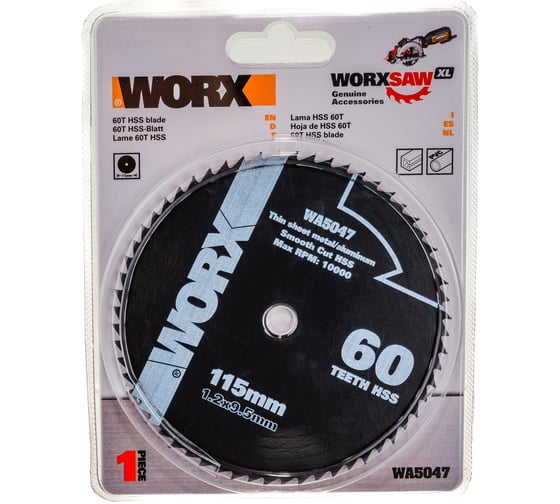 Пильный диск по алюминию (60T; 115х1.2х9.5 мм) WORX WA5047