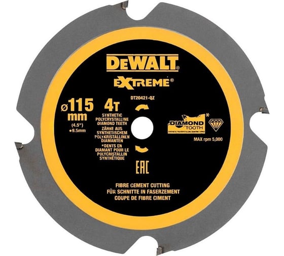 Диск пильный по древесным материалам (115x9.5 мм; 4T) DEWALT DT20421-QZ