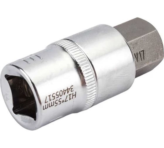 Головка-бита 6-гранная 17 мм, 1/2"DR, L-55 мм Rockforce RF-34405517(46826)