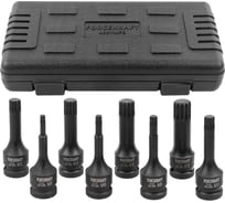 Набор головок-бит SPLINE ударных 8 шт, 1/2"DR, M5, M6, M8, M10, M12, M14, M16, M18, в кейсе Forcekraft FK-40811MPB(27086)