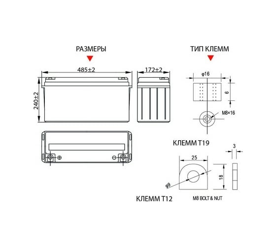 Батарея аккумуляторная Vektor Energy GL 12-150 75996