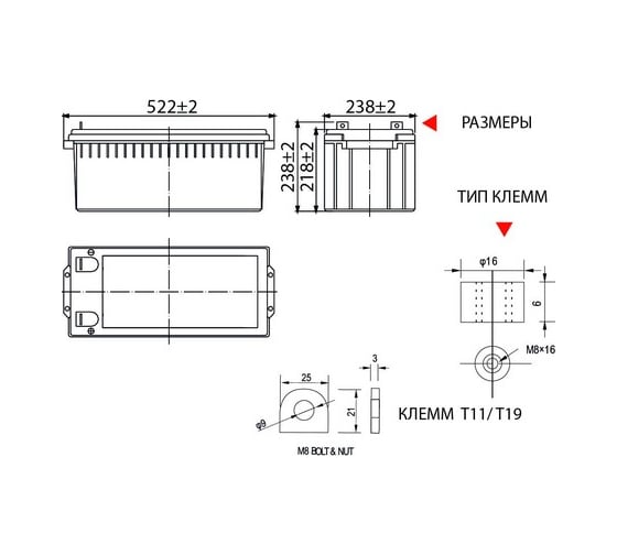 Аккумуляторная батарея GP 12-200 Vektor Energy 75965