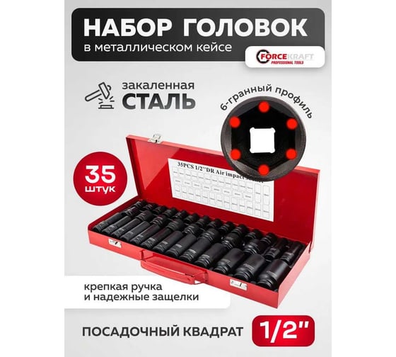 Набор головок 35 предметов Forcekraft FK-4353-5MPB(59206)