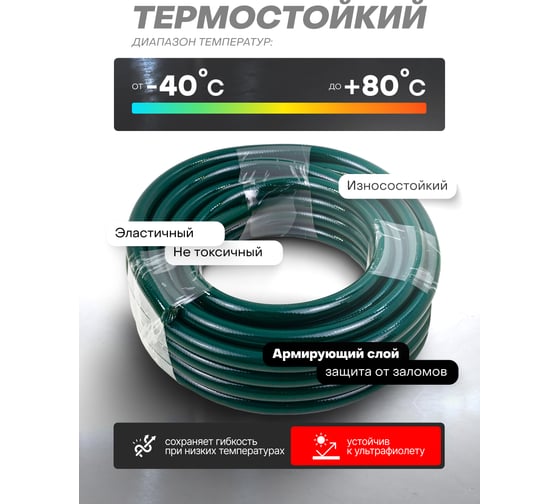 Шланг полиуретановый армированный 10х14.5 мм, 10 м, раб. давление 16 бар Rockforce RF-AHC-17F(59433)