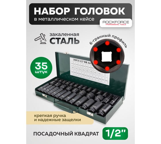 Набор головок 35 предметов Rockforce RF-4353-5MPB(59205)