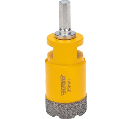 Коронка алмазная профессиональная по керамограниту и железобетону М14, вакуумное спекание, 35 мм, для УШМ KRANZ KR-92-1017