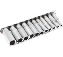 Набор головок глубоких 11 предметов, 1/4"DR, 6 гр., 4, 5, 5.5, 6-13 мм, на планке Forsage F-21115-5(4433)