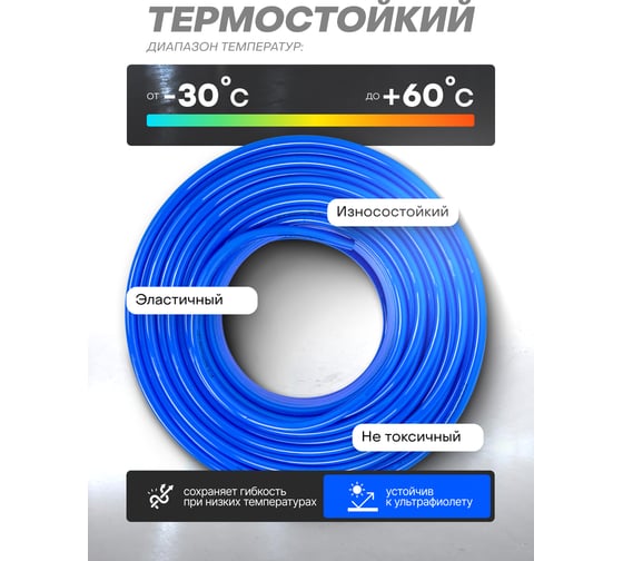 Шланг полиуретановый 12х8 мм, 50 м, 10-12 бар, раб. t от -30 до +60С Forsage F-PU-12805(59349)