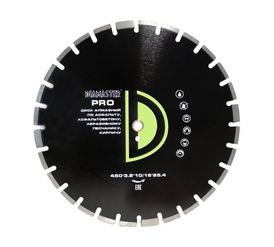 Диск сегментный по асфальту PRO (450х25.4х3.2х10/16 мм; 28Z) DIAMASTER 001000134