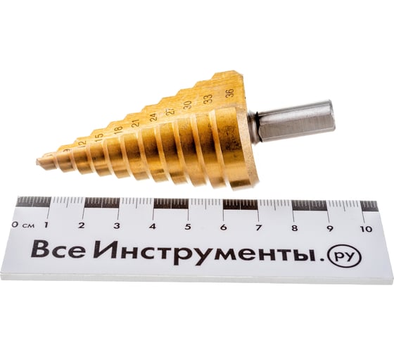 Сверло ступенчатое по металлу (6-36 мм; шаг 3 мм; HSS TIN) Sturm 1055-S636