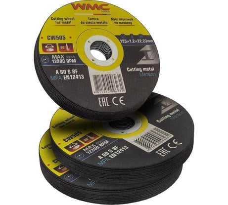 Круг отрезной абразивный 125x1.2x22.2 мм, 30 шт WMC TOOLS WMC-CW505/30шт к-т/(59866)