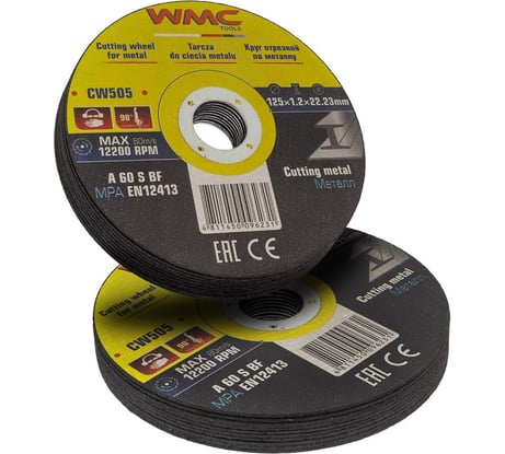 Круг отрезной абразивный 125x1.2x22.2 мм, 20 шт WMC TOOLS WMC-CW505/20шт к-т/(59865)