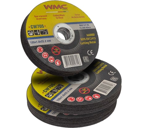 Круг отрезной 125x1.0x22.2 мм, 30 шт WMC TOOLS WMC-CW705/30 шт к-т/(59862)