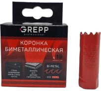 Коронка биметаллическая 19 мм, глубина сверления 38 мм GREPP 100 207-38019