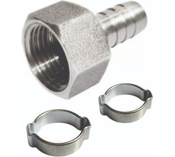 Переходник (1/4"F - елочка 6 мм; два обжимных кольца 6х11 мм) Elitech 0704.025200 1