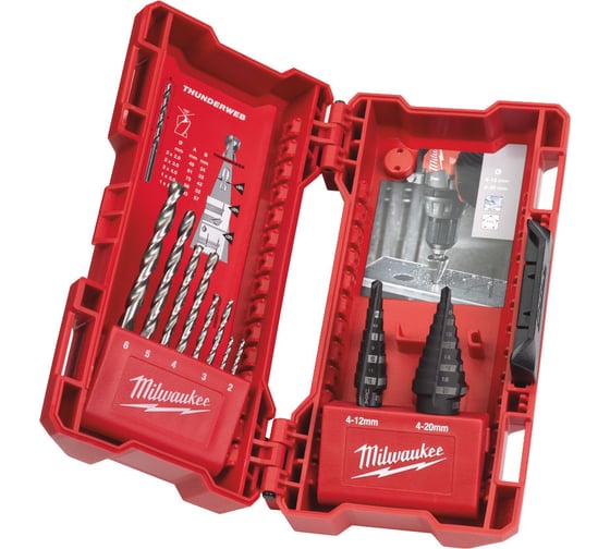 Набор ступенчатых сверл и сверл по металлу Milwaukee 48899350 1