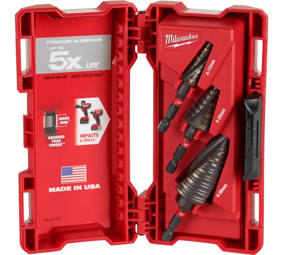Набор ступенчатых сверл SHOCKWAVE 3 шт Milwaukee 48899266 1