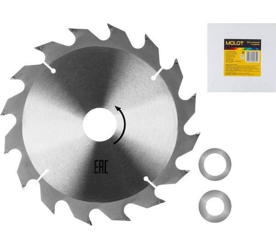Диск пильный 185x30 мм, 16 зубьев, по дереву MOLOT MCSD185T16W0029