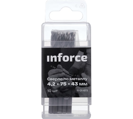 Сверло по металлу HSS-G (10 шт; 4.2х75х43) Inforce 11-01-673