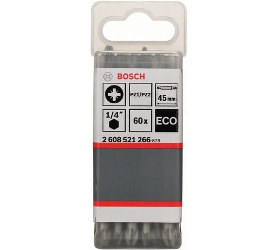 Биты двухсторонние ECO (60 шт; 45 мм; PZ1/PZ2) Bosch 2608521266 1