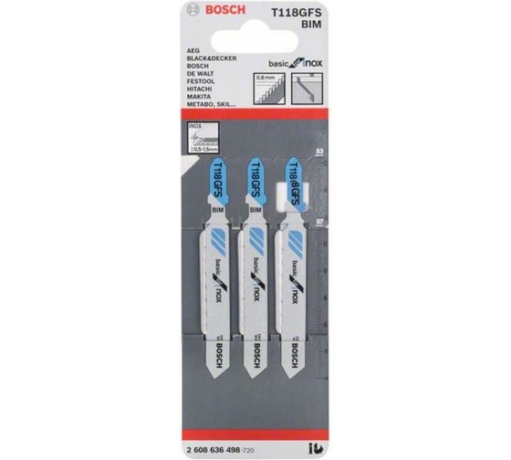 Пилка (3 шт; T118GFS; 0.8 мм) Bosch 2608636498