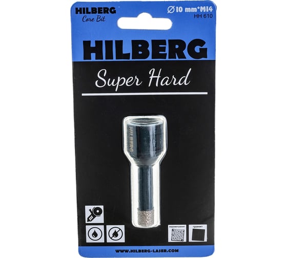 Коронка алмазная с воском по керамике и керамограниту Super Hard (10 мм; M14) Hilberg HH610 1