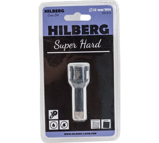Коронка алмазная с воском по керамике и керамограниту Super Hard (12 мм; M14) Hilberg HH612 1