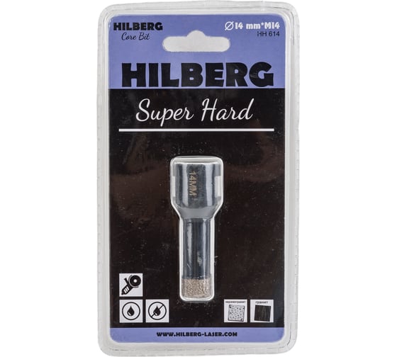 Коронка алмазная с воском по керамике и керамограниту Super Hard (14 мм; M14) Hilberg HH614 1